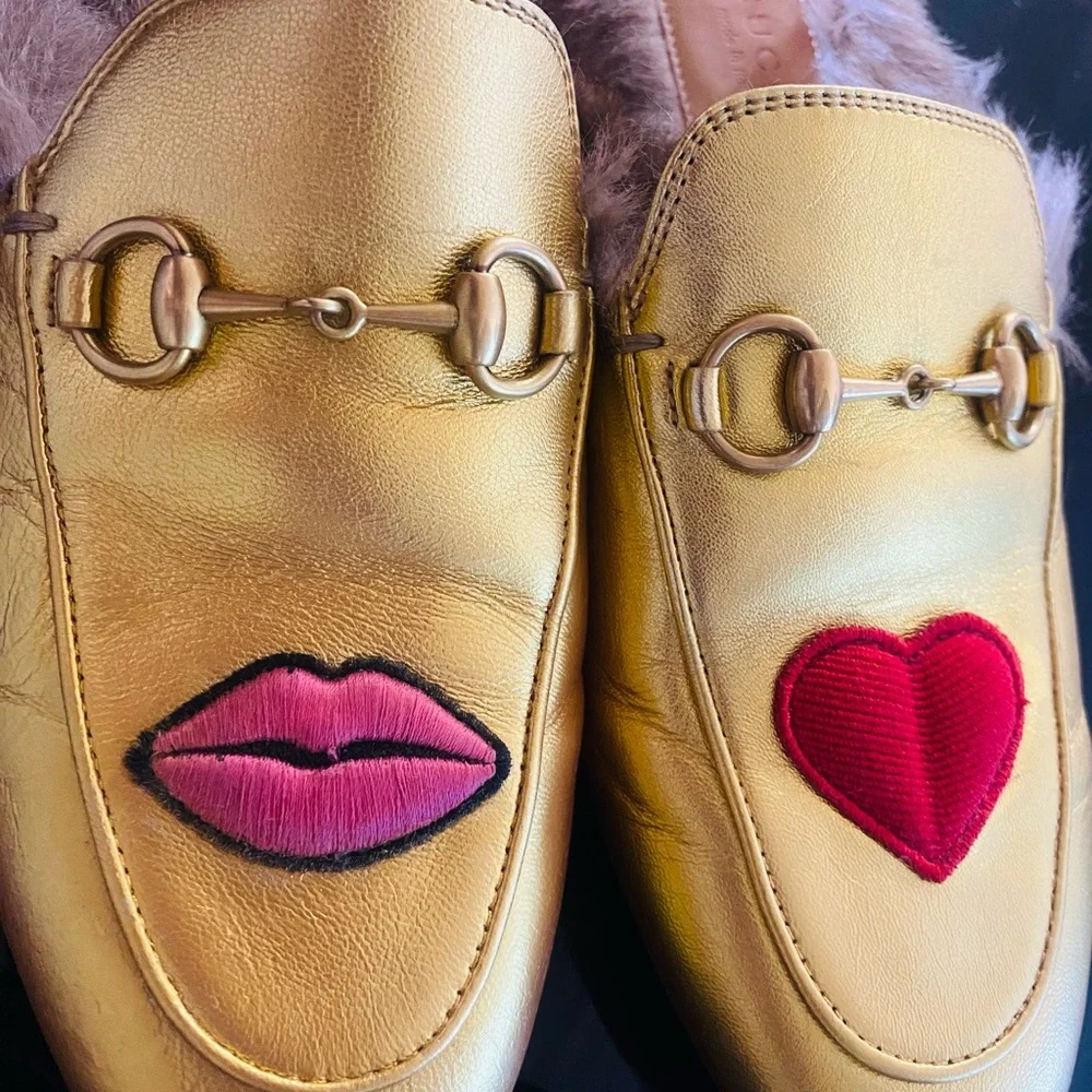 Gucci Gold and Red Emoji Flats - Picture 5 of 7